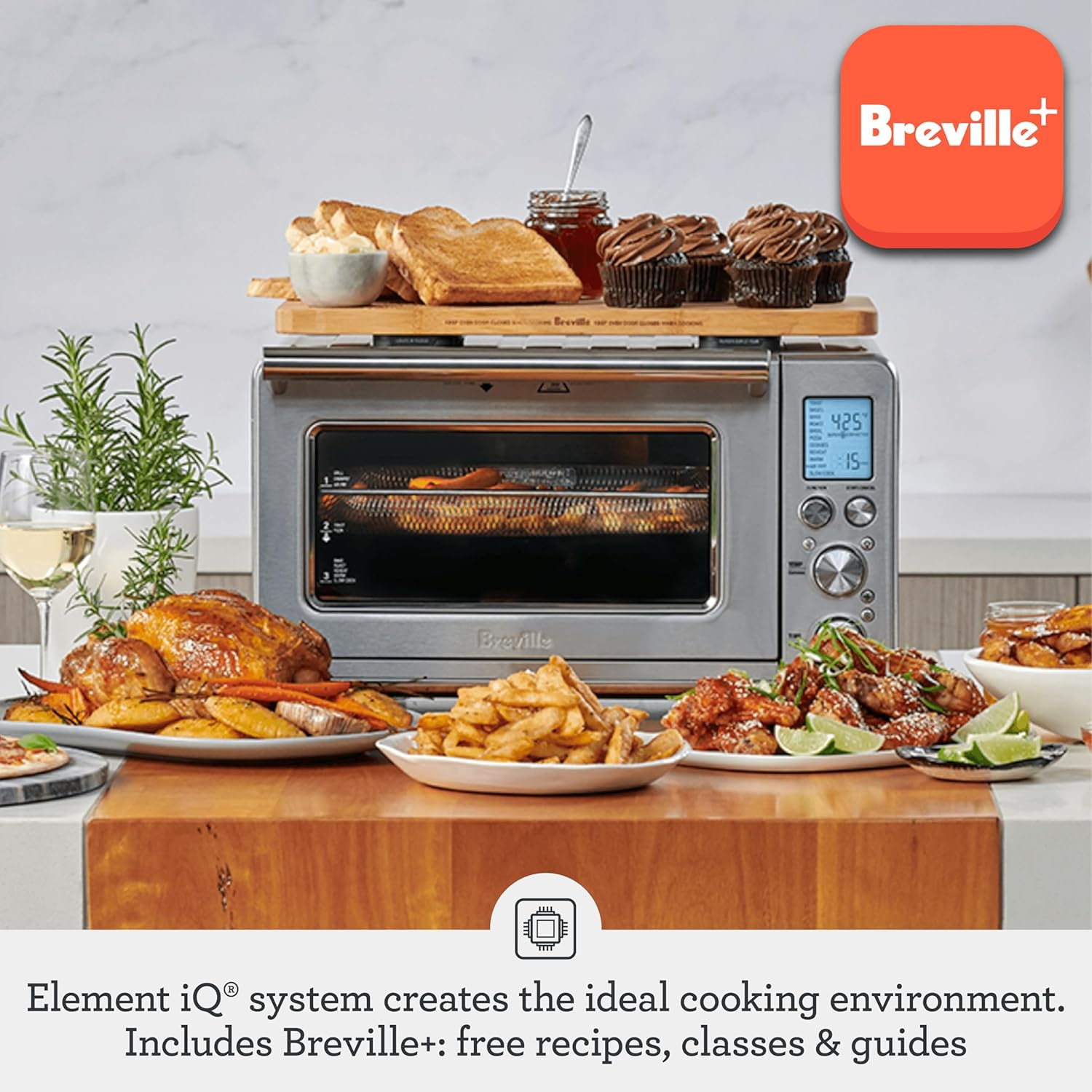 Black Stainless Steel Smart Air Fryer Convection Oven