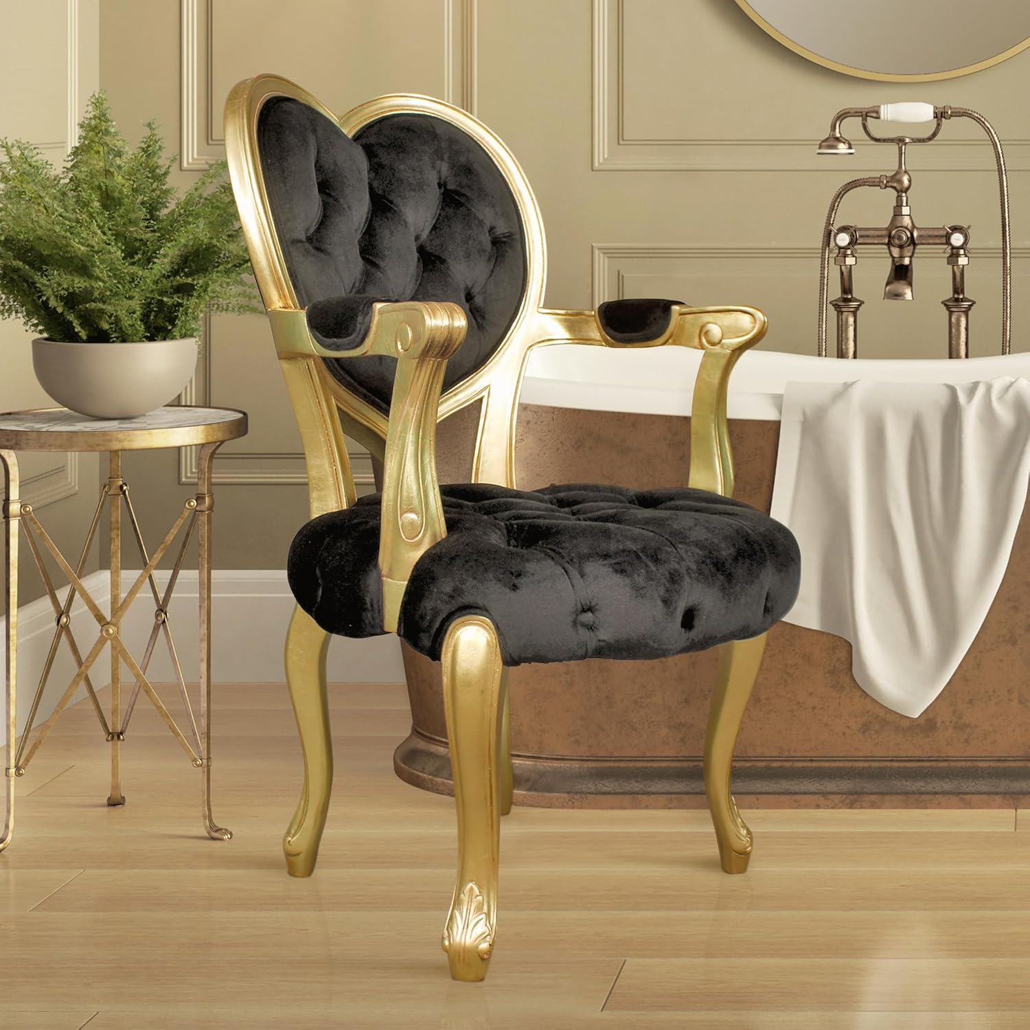 Design Toscano Sweetheart Victorian Heart-Backed Gilded Armchair