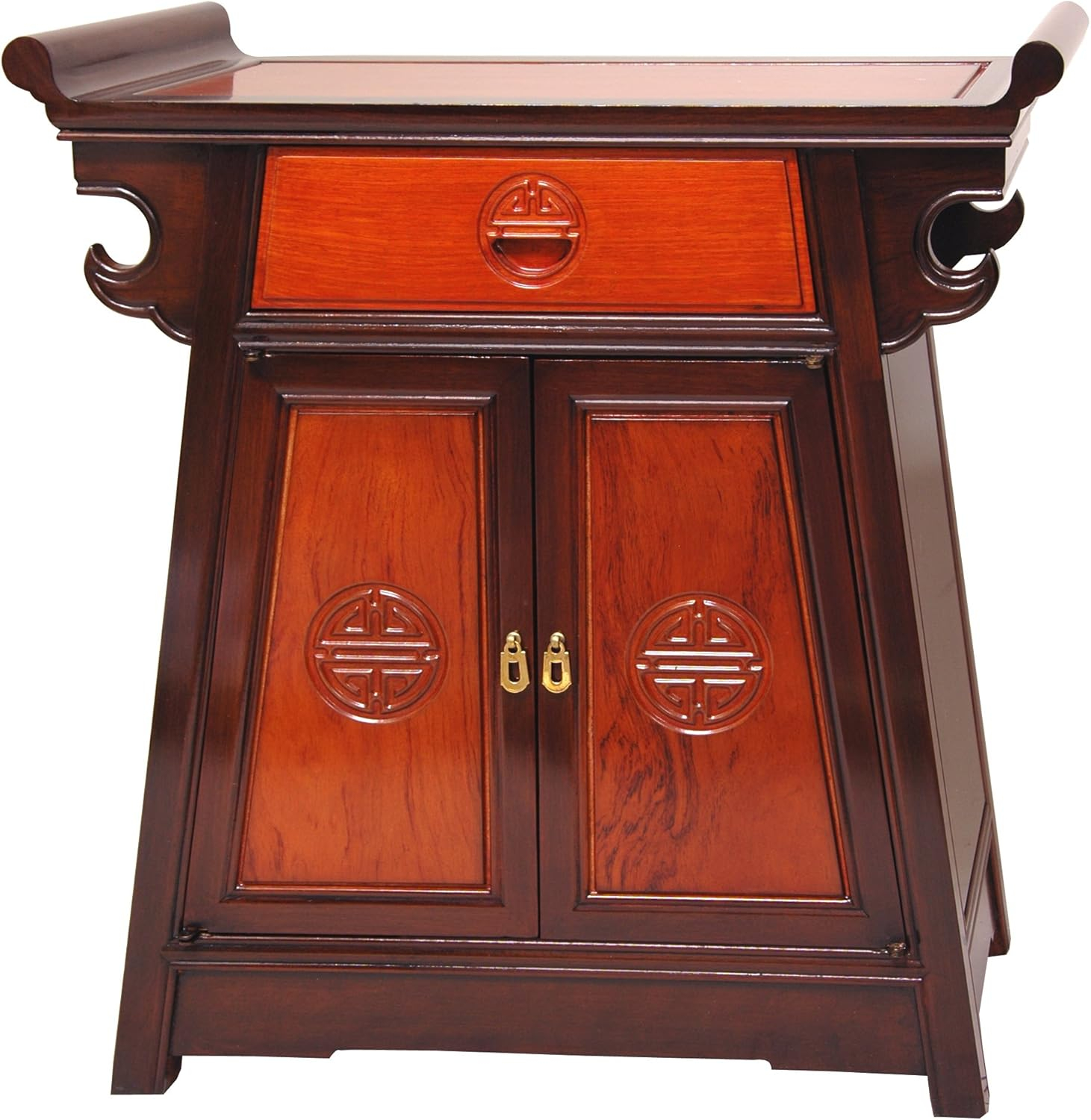 Oriental Furniture Rosewood Altar Cabinet, Two-Tone, 27.50"H
