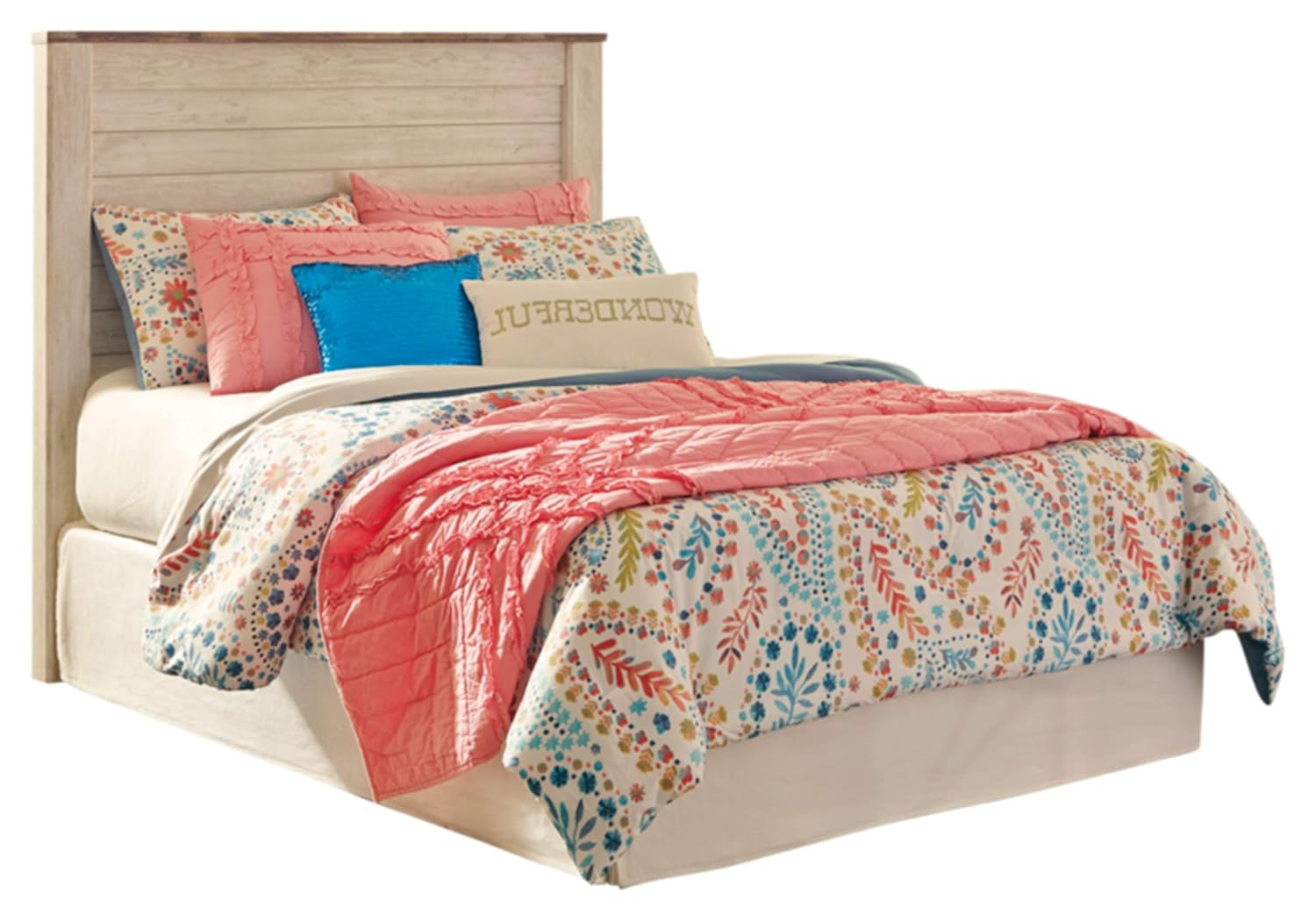 Signature Design by Ashley Casual Willowton Full Panel Headboard  Whitewash