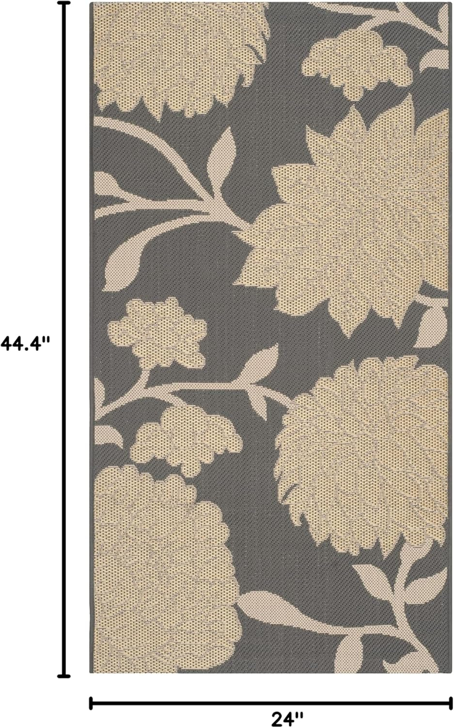 SAFAVIEH Courtyard Tyson Floral Indoor/Outdoor Area Rug, Anthracite/Beige, 2' x 3'7"