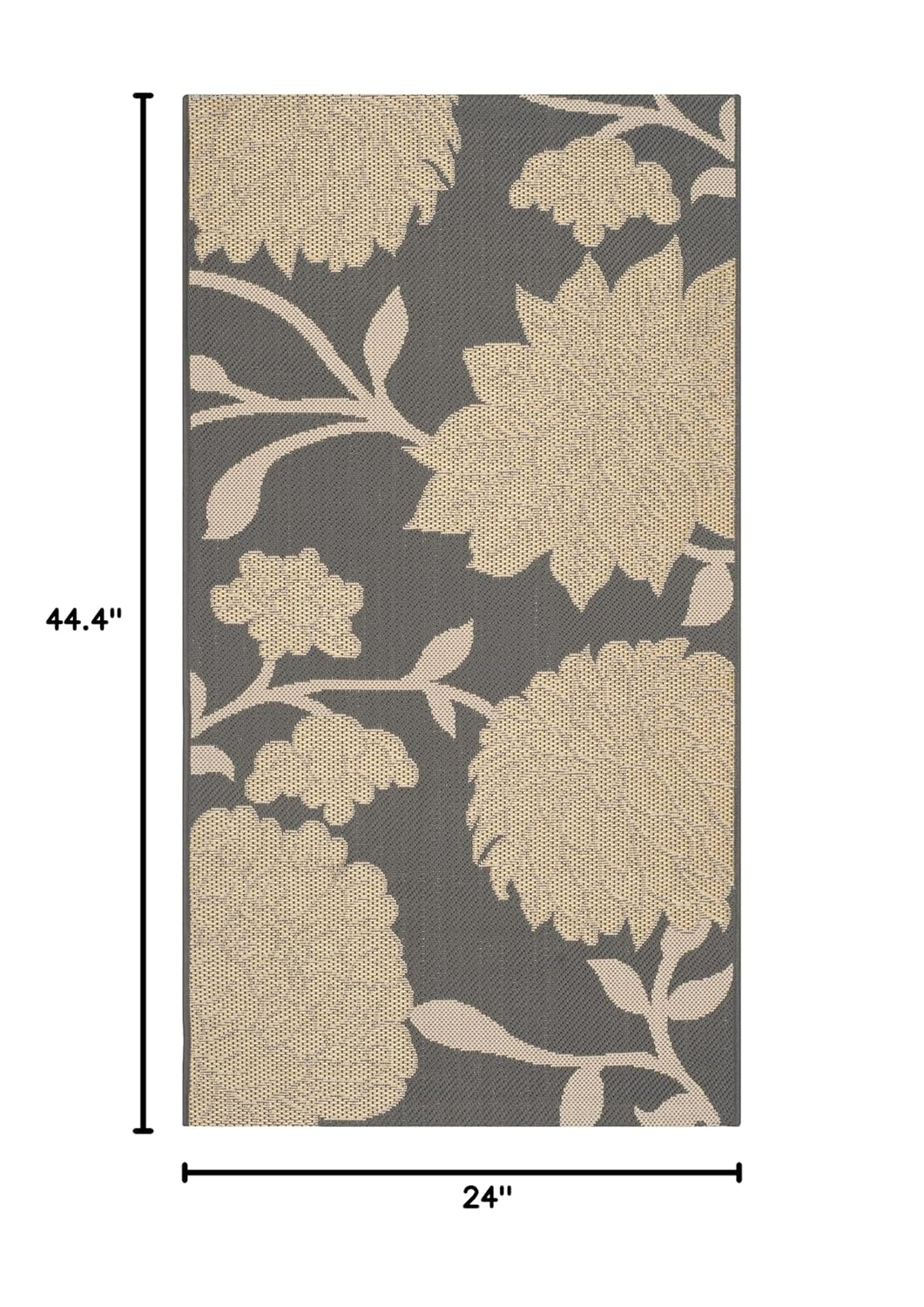 SAFAVIEH Courtyard Tyson Floral Indoor/Outdoor Area Rug, Anthracite/Beige, 2' x 3'7"