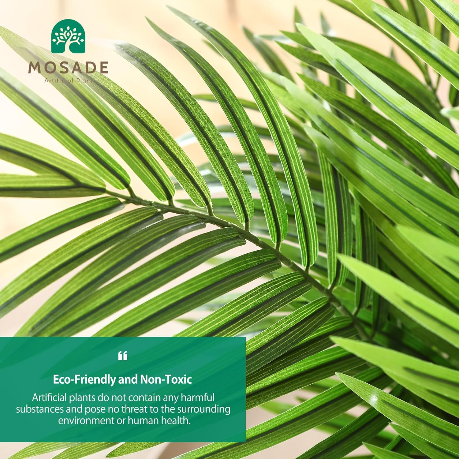 Artificial Palm Tree 28”Fake Potted Areca Palm Plant with Handmade Seagrass Basket, Perfect Faux Tree Home Décor for Indoor Outdoor Office Porch Balcony Bedroom Bathroom Gift,2Pack