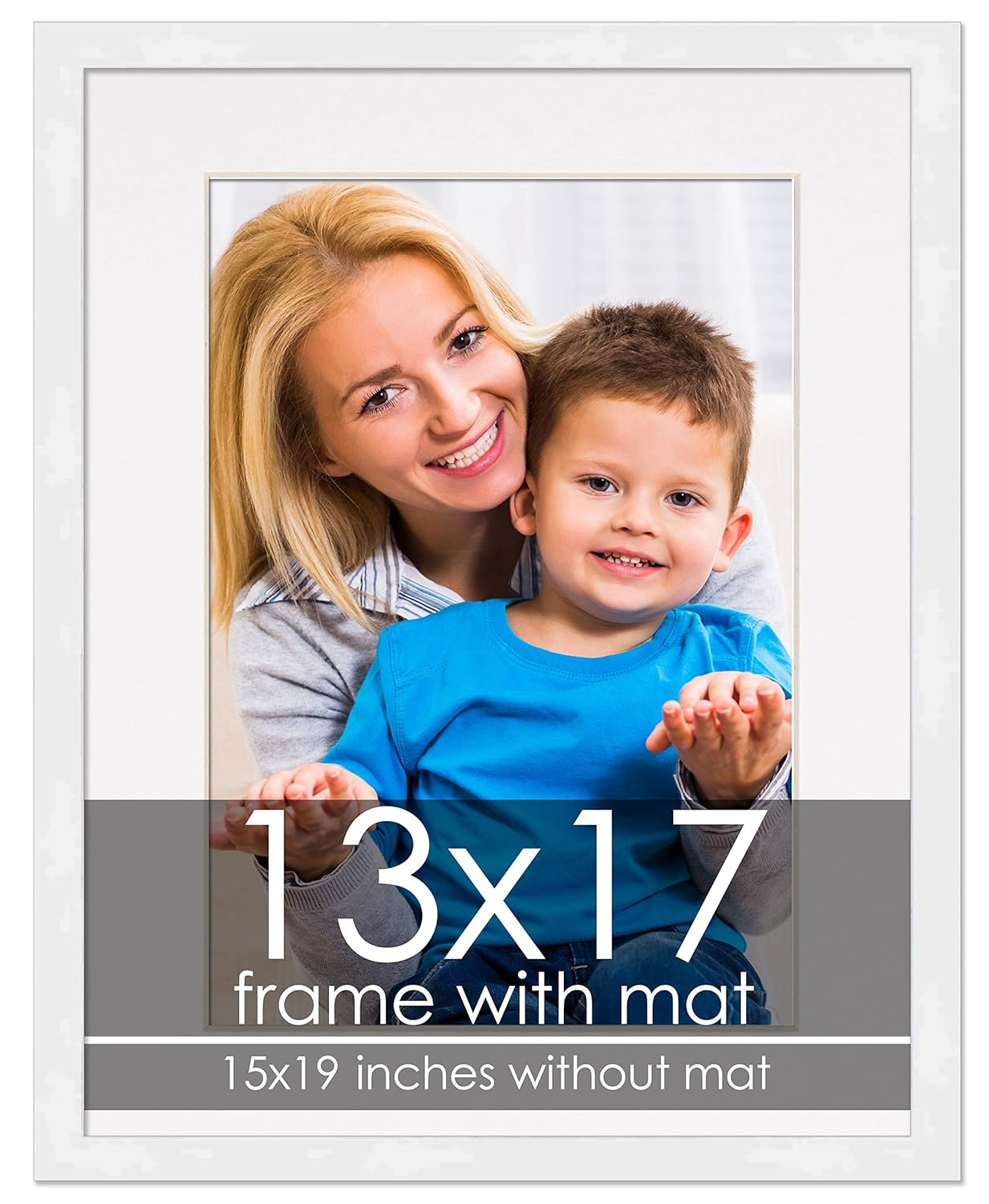 13x17 Frame White With White Picture Mat For 13x17 Photo - White 15x19 Frame To Display Print or