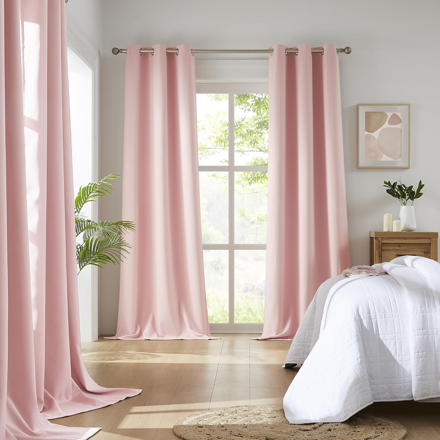 YoungsTex Baby Pink Room Darkening Curtains 84 Inches Length for Kids Girl Bedroom - Thermal Insulated with Grommet Blackout Drapes for Living Room, 2 Panels, 42 x 84 Inch