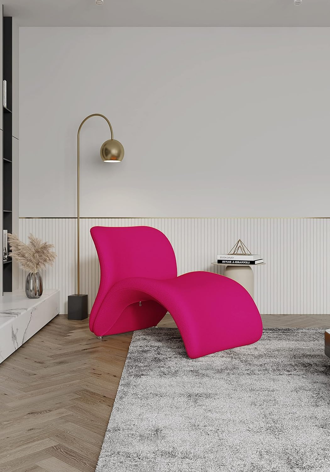 Manhattan Comfort Rosebud Wool Blend Fabric Accent Chair in Fuchsia Pink