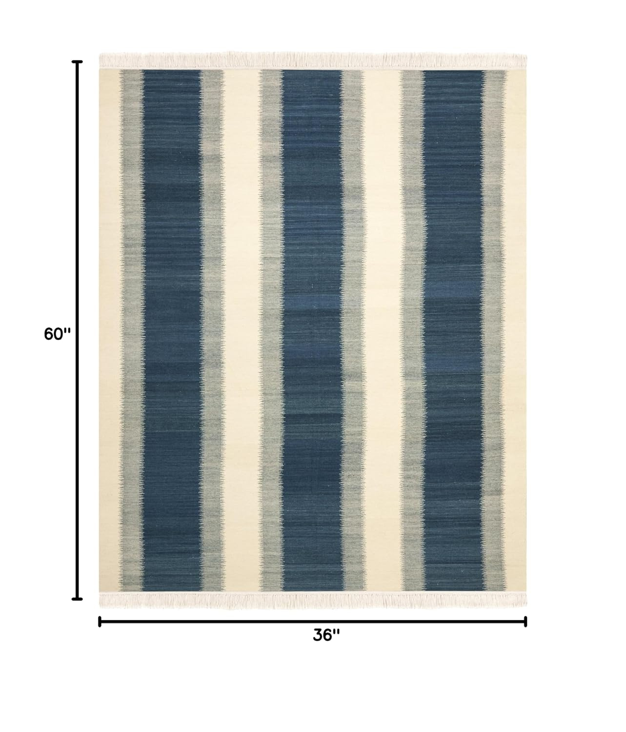 SAFAVIEH Kilim Colten Solid Striped Wool Area Rug, Blue/Ivory, 3' x 5'