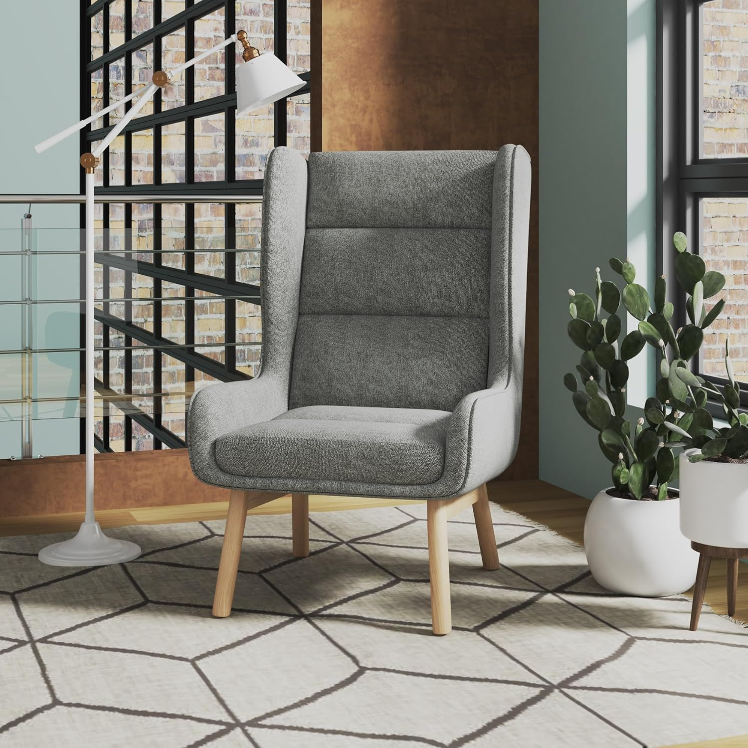 Sampson Graphite and Natural Twill Accent Chair