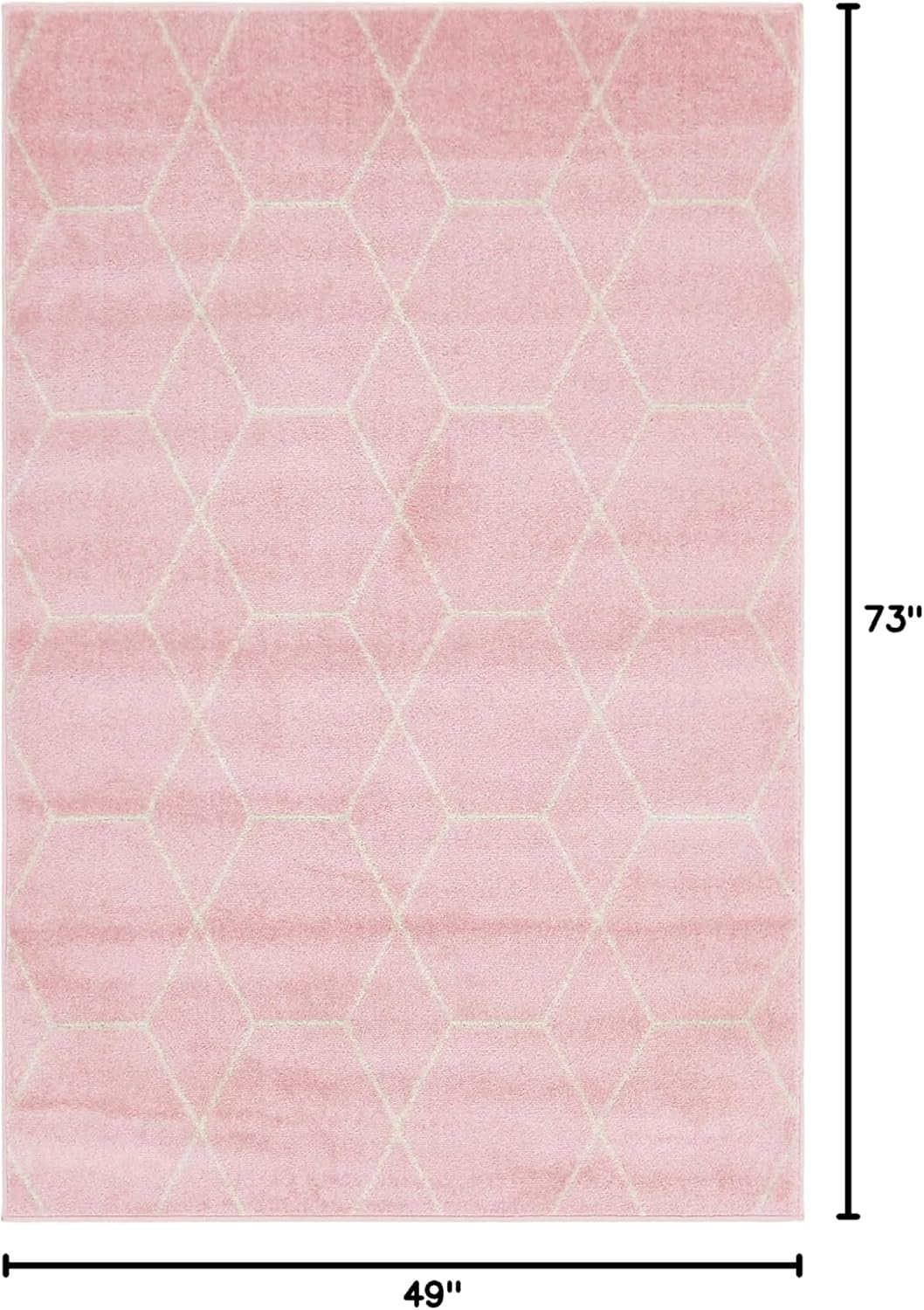 Unique Loom Trellis Frieze Collection Area Rug - Geometric (4' 1" x 6' 1" Rectangle Light Pink/Ivory)