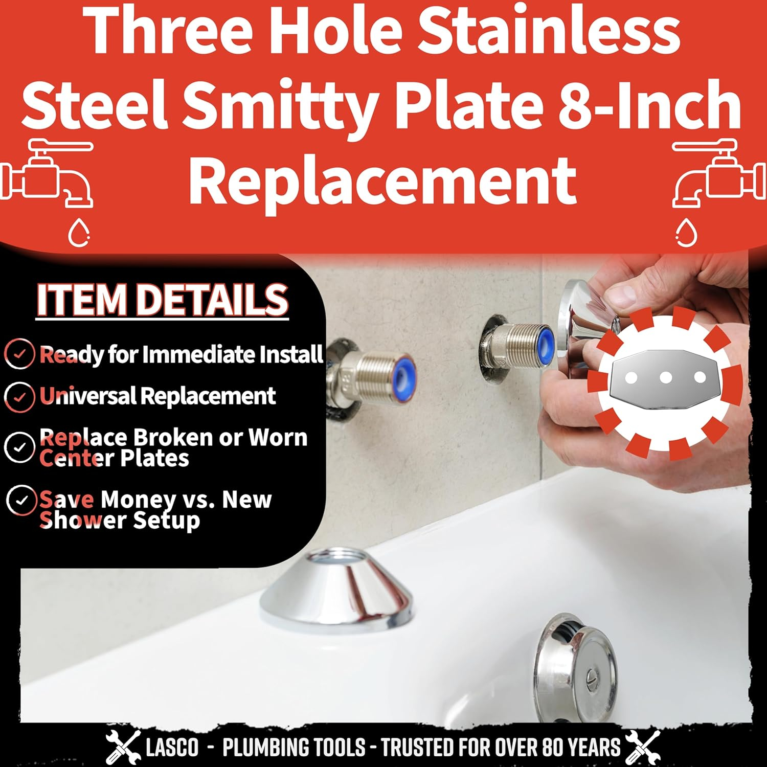 Simpatico 31641Sn Price Pfister Shower Trim Kit With Brass Escutcheon With Screws, Tube And Handle, Satin Nickel