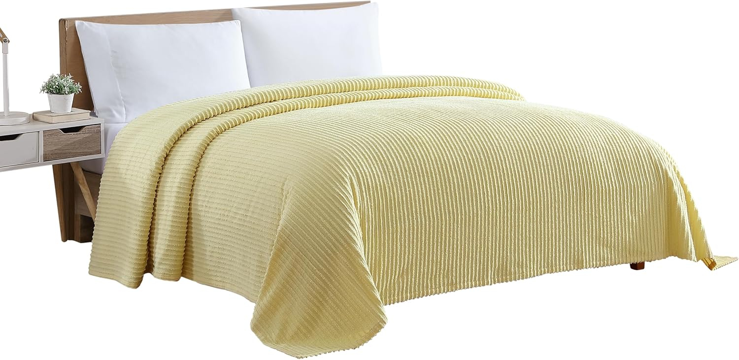 Sunny Yellow Cotton Chenille Queen Bedspread