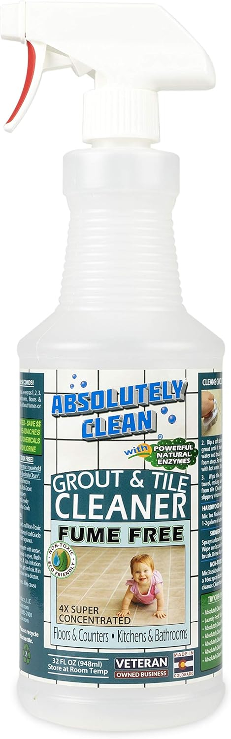 AMAZING GROUT CLEANER: Best Grout Cleaner For Tile and Grout Cleaning, Natural Enzymes Clean Even the Dirtiest Grout, Best Grout Cleaner for Ceramic, Marble & Stone - USA Made