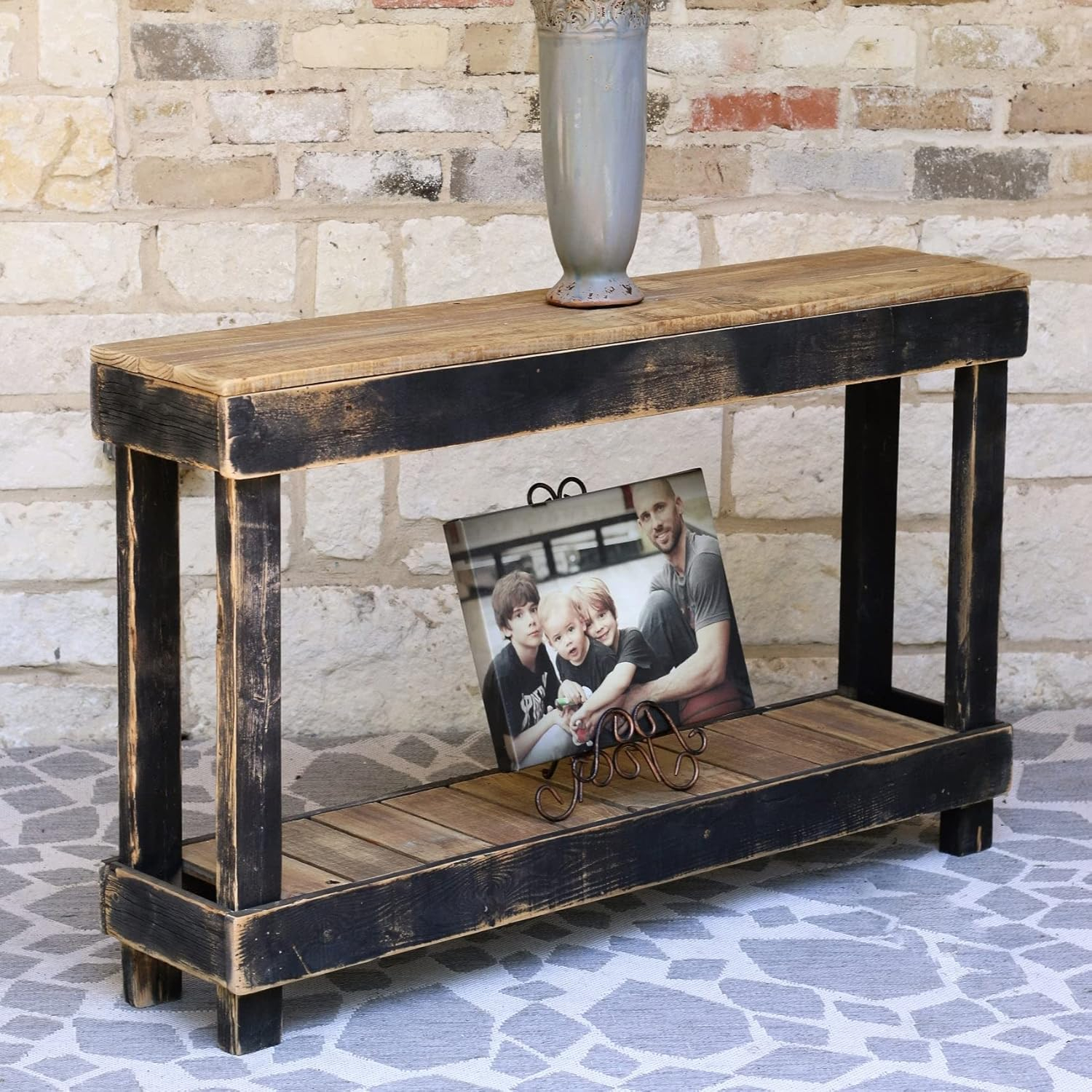 46" Reclaimed Wood Natural Console Table with Storage