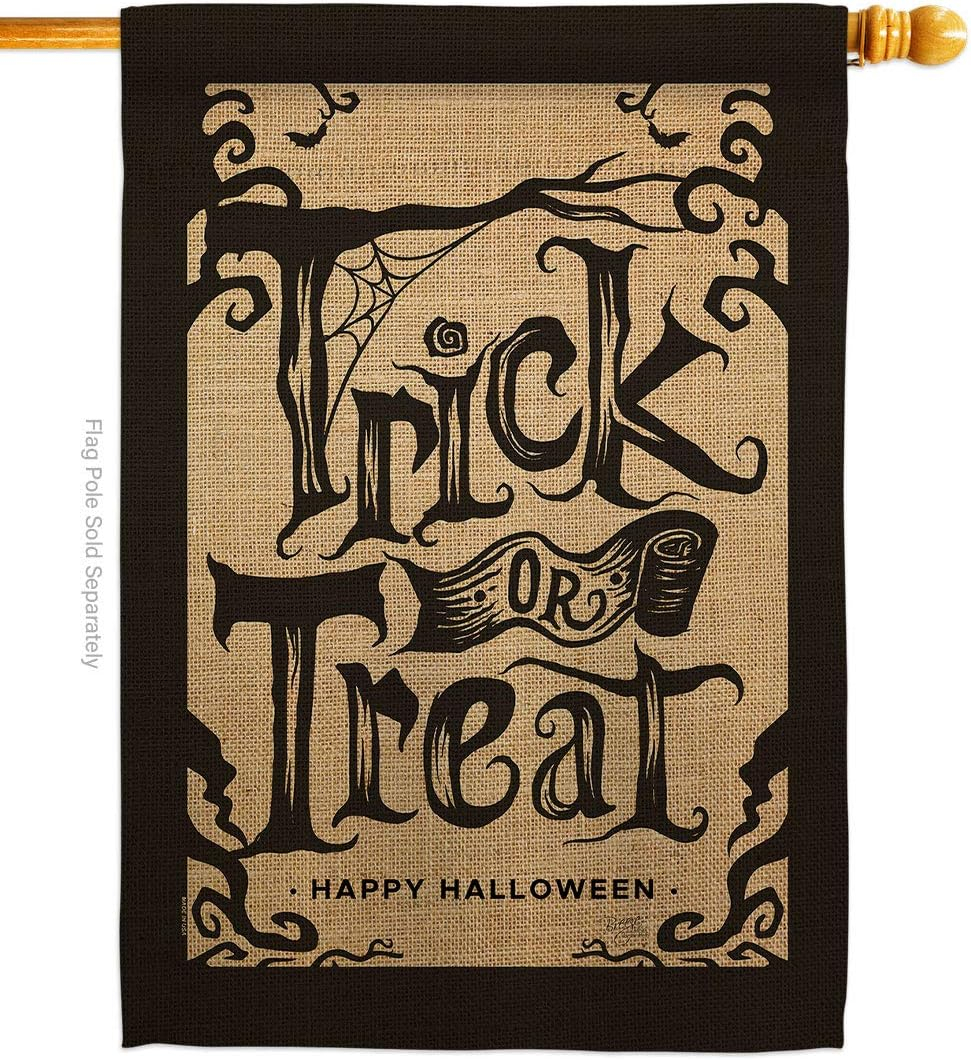 Breeze Decor H112100-BO Halloween Trick House Flag Fall 28 x 40 in. Double-Sided Decorative Vertical Flags for Decoration Banner Garden Yard Gift