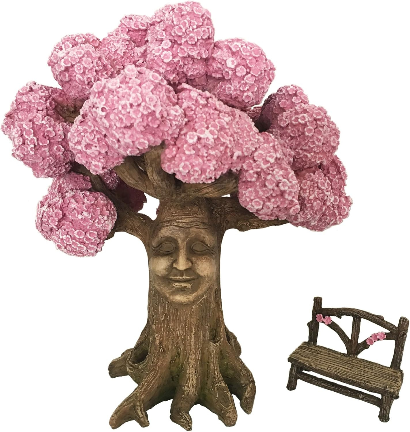Ethan’s Magical Tree with a Matching Fairy Bench for the Enchanted Fairy Garden (9 Inch Tall) - A Fairy Garden Accessory by GlitZGlam