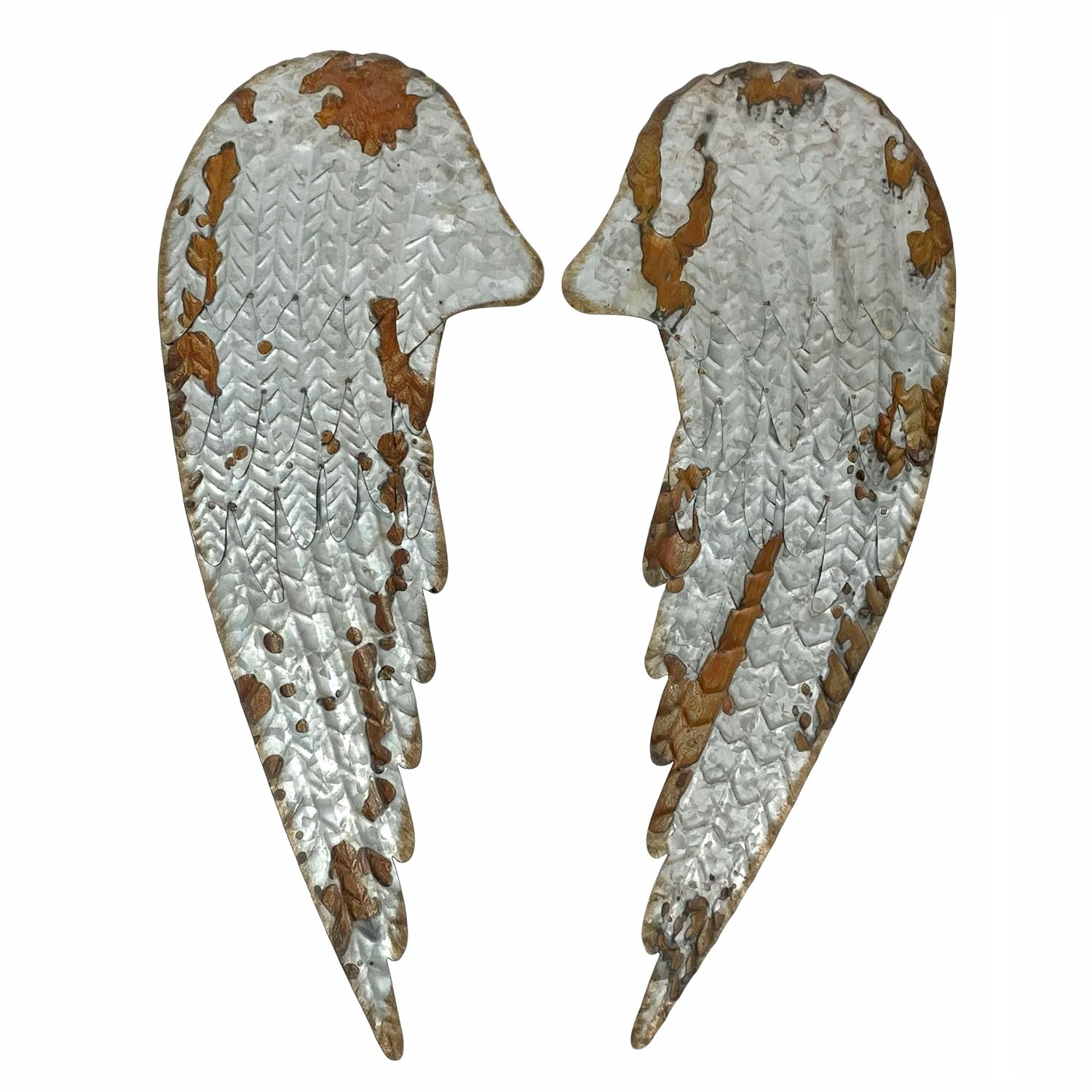 Zeckos Metal Art Angel Wings Heart Decorative Wall Décor Sculpture