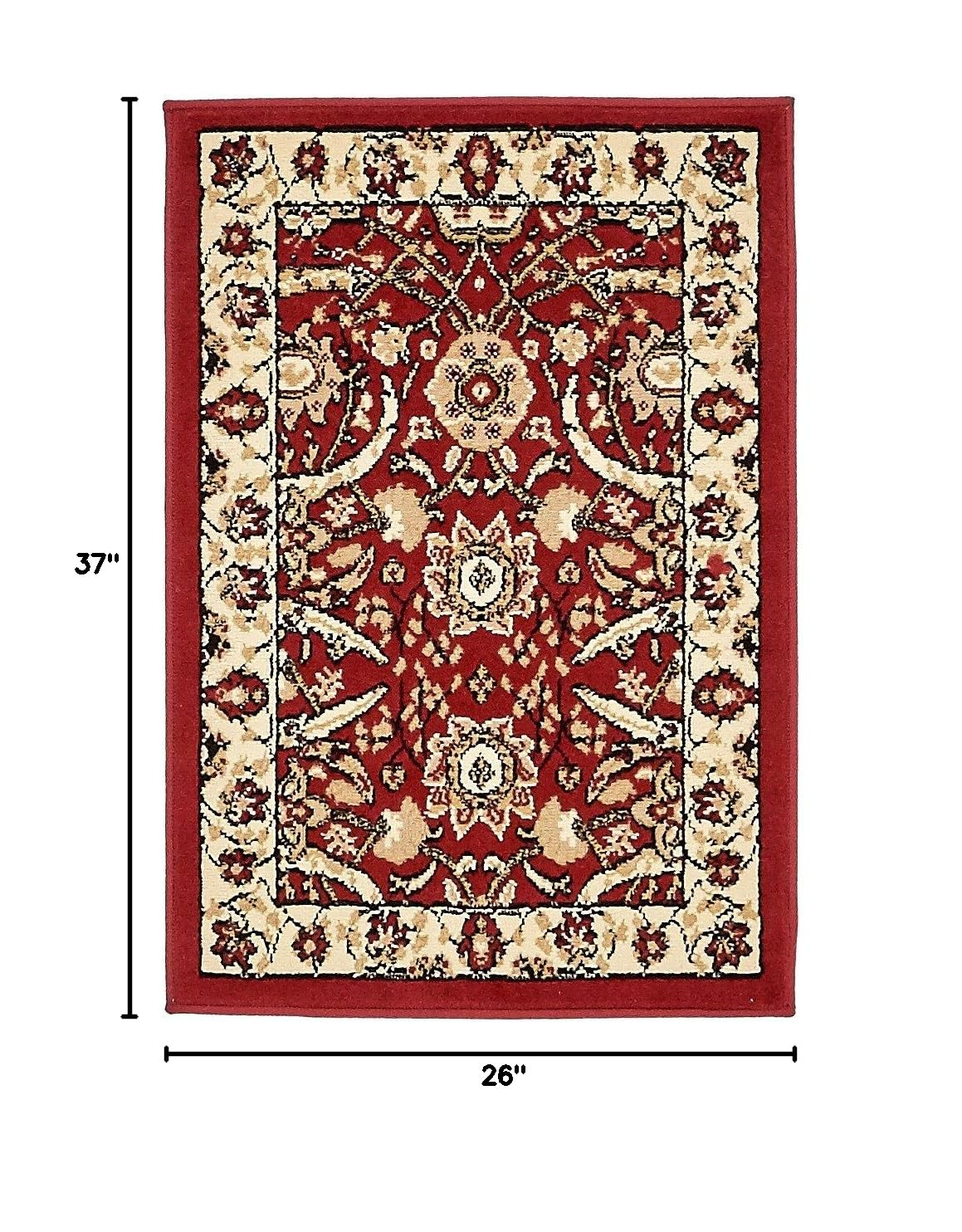 Unique Loom Cape Cod Espahan Rug Red/Beige 2' 2" x 3' 1" Rectangle Floral Traditional Perfect For Living Room Bed Room Dining Room Office