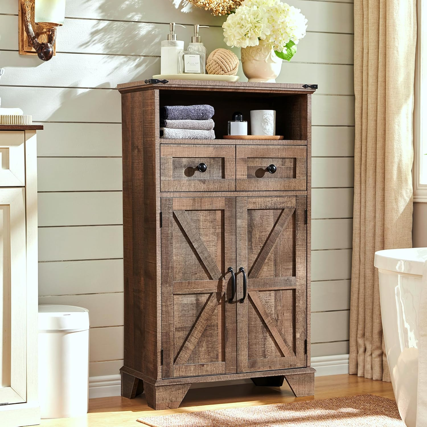 Rosalind Wheeler Bathroom Floor Cabinet, 24 Inch Wide Bathroom Cabinet