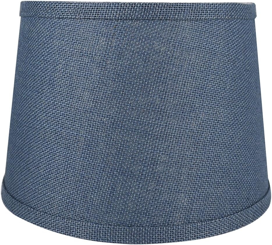 Denim Blue Burlap Drum Lampshade with Nickel Fitter