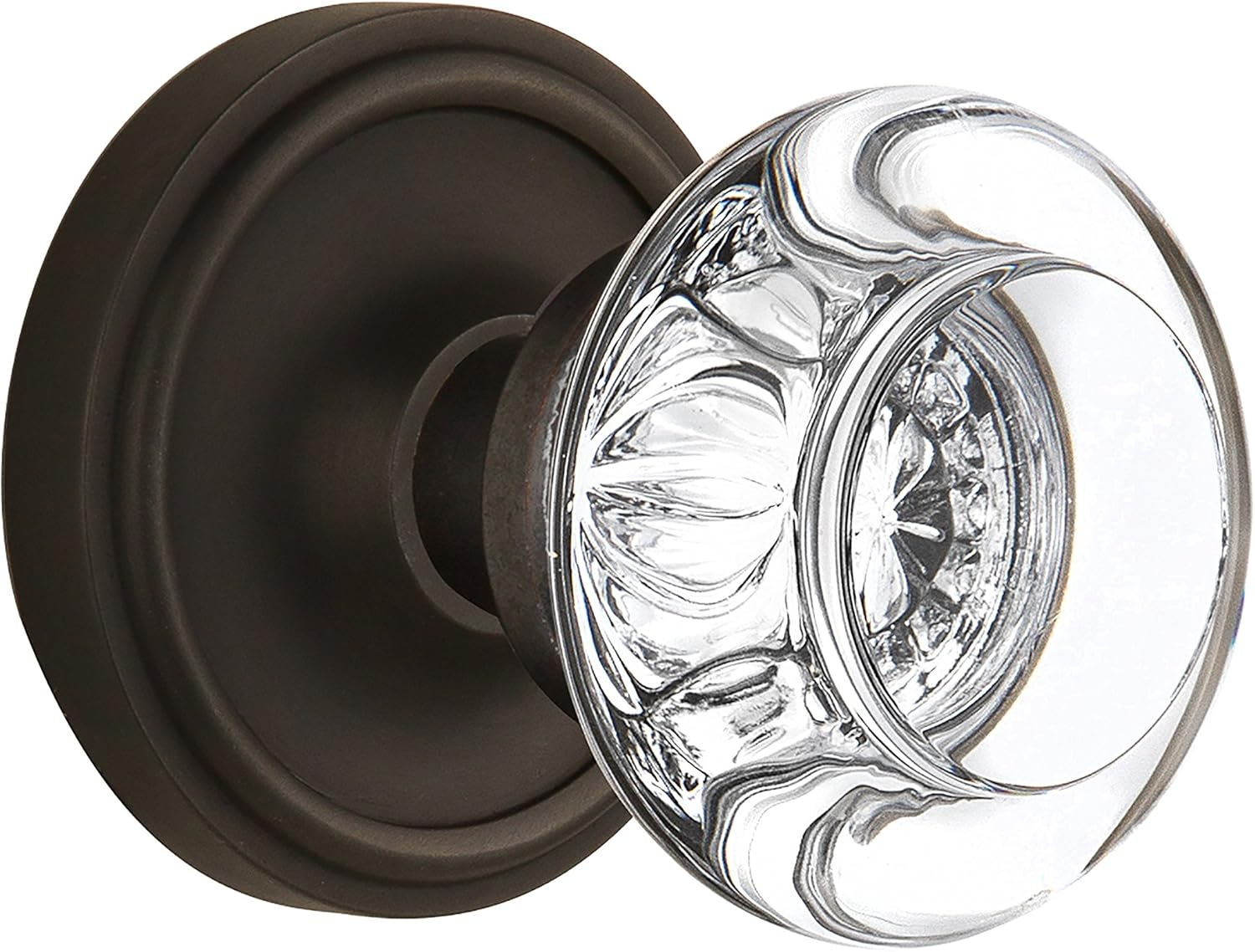 Classic Rosette with Round Clear Crystal Door Knob