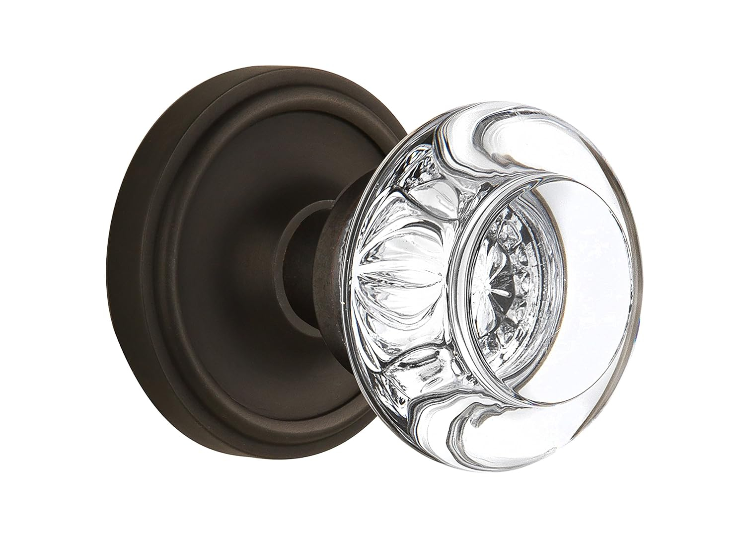Classic Rosette with Round Clear Crystal Door Knob