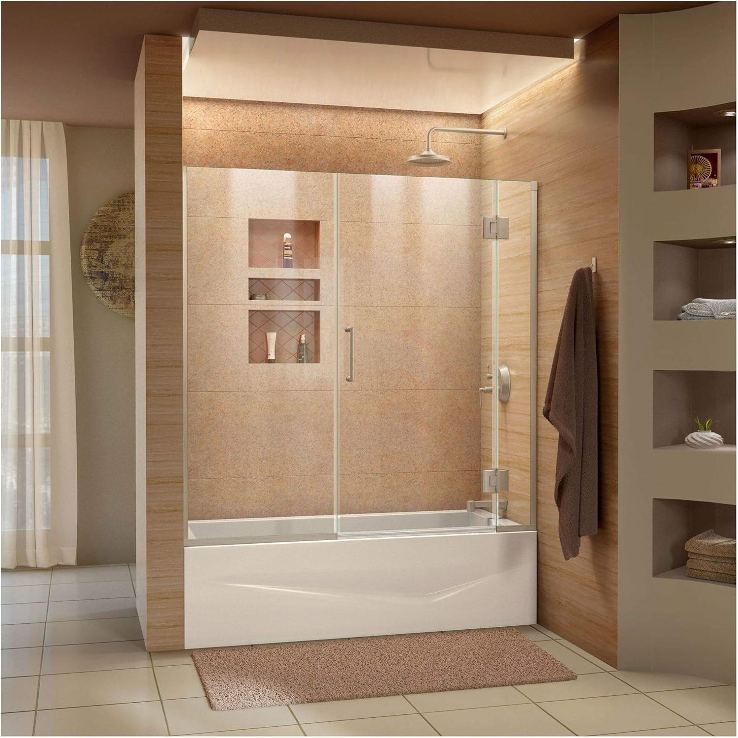 Unidoor-X 58" W x 58" H Hinged Frameless Tub Door