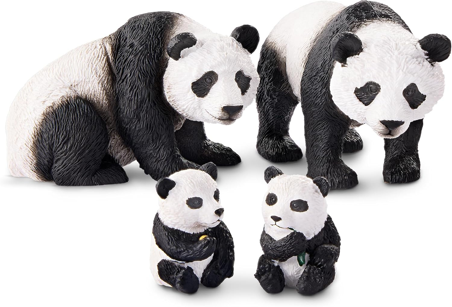 terra by battat - giant panda family - small panda bear animal toys for kids 3-years-old & up (4 pc)