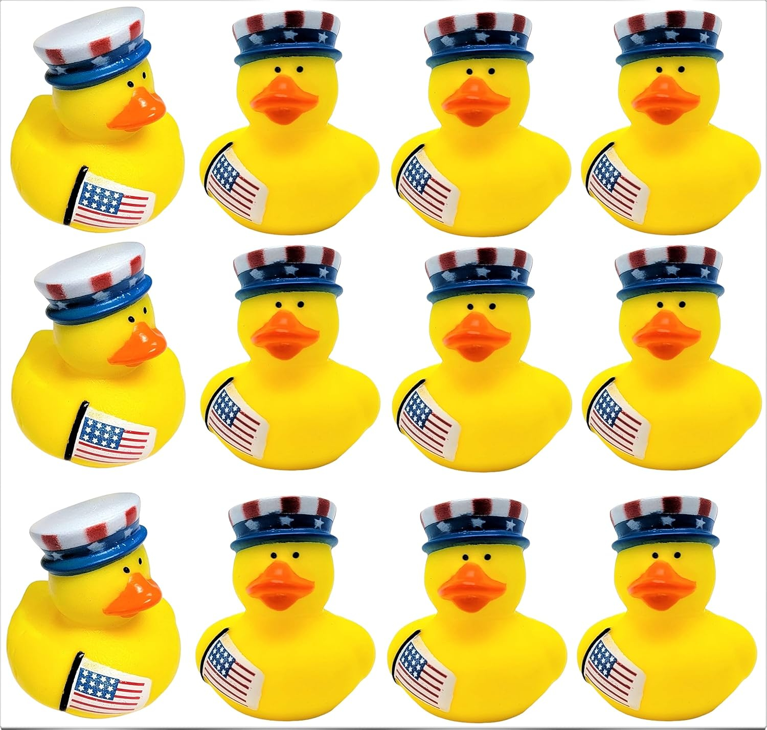 Fun Express Multi-color Patriotic Rubber Ducky, 12 Pieces Party Favors