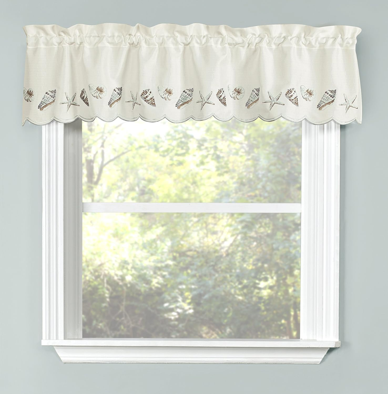 BELLE MAISON SEASHELLS EMBROIDERED VALANCE
