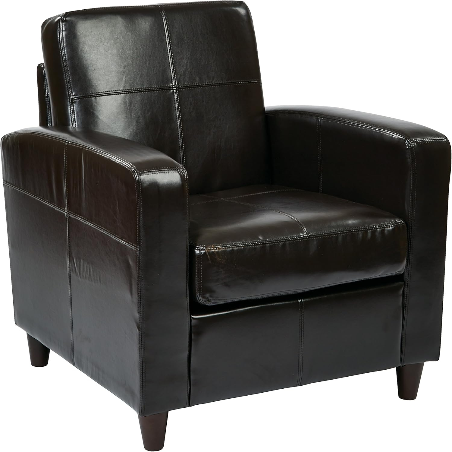 OSP Home Furnishings Venus Club Chair in Espresso Bonded Leather and Solid Wood Legs