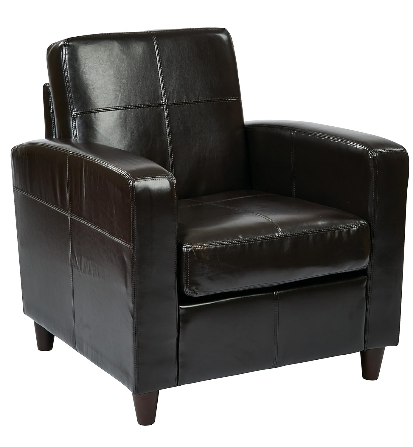OSP Home Furnishings Venus Club Chair in Espresso Bonded Leather and Solid Wood Legs