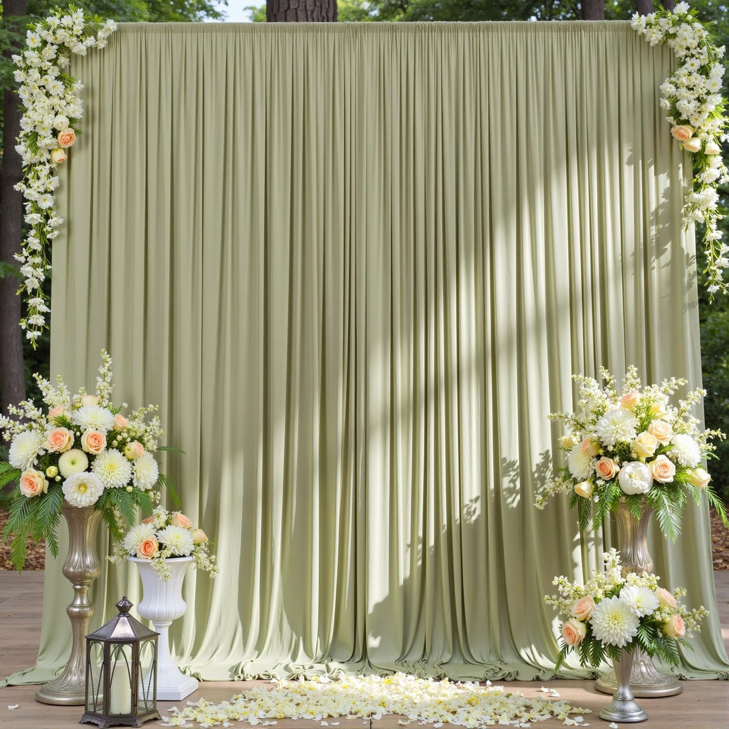 10x8ft Wrinkle Free Sage Green Backdrop Curtains for Parties, Polyester Photo Backdrop Drapes for Wedding Birthday Party Photography Background Curtains Decoration