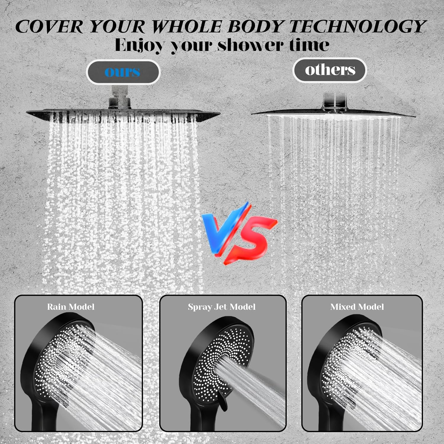 Shower Head,10”Rain Shower Head with Handheld Spray Combo with 11'' Angle Adjustable Extension Arm/Flow Regulator/Shower System,High Pressure Rainfall Shower Head Clean Bathroom,Matt Black