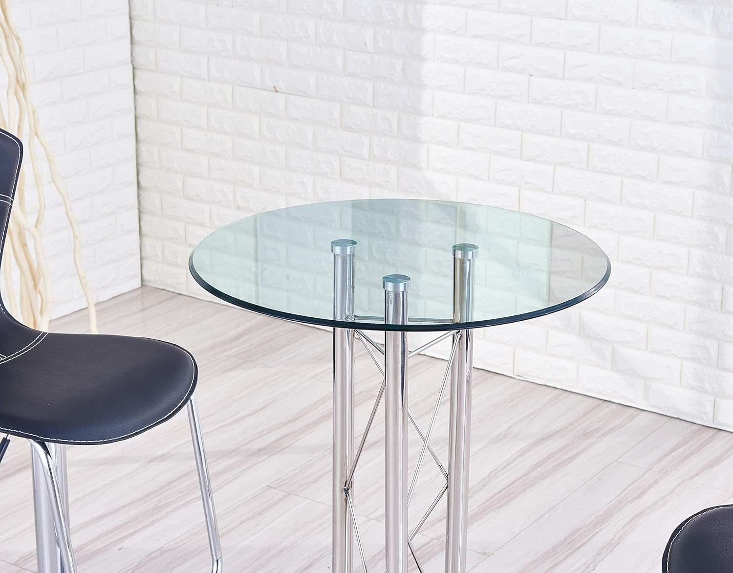 Global Furniture USA D208BT Black & Clear - Silver Bar Table