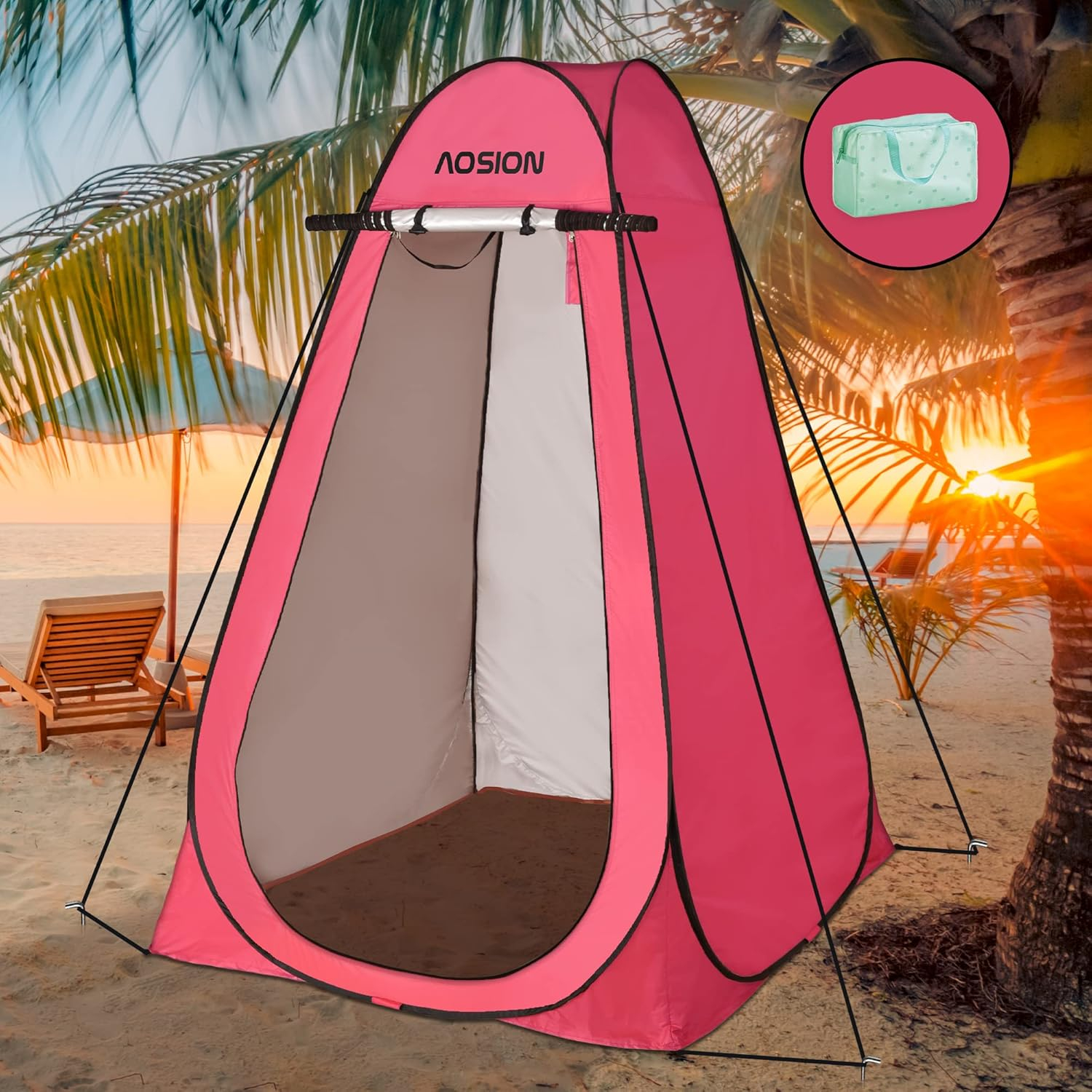 Pop Up Shower Camping Tent, Outdoor Privacy Camp Toilet Tent, Portable Dressing Room with Carrying Bag, Bath Bag for Camping, Hiking