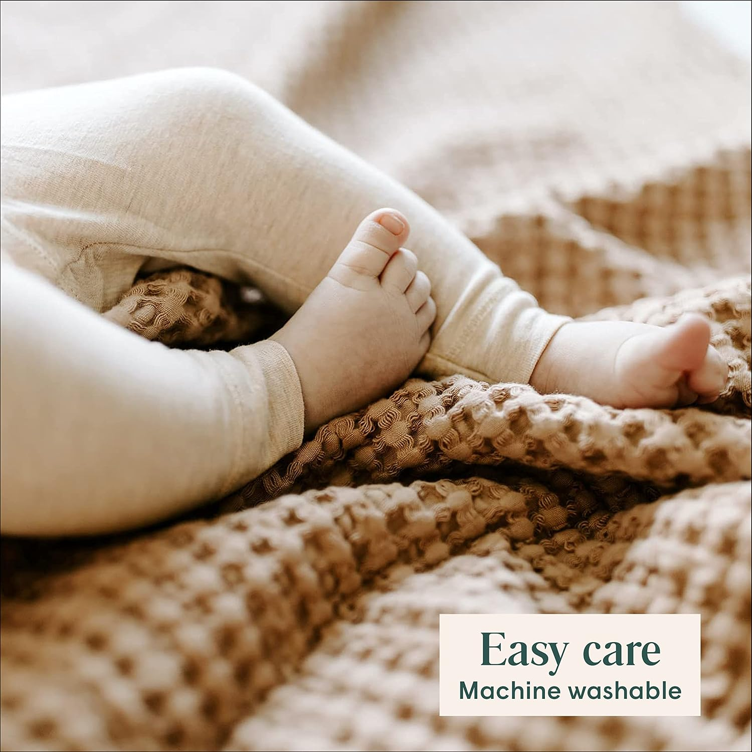 Simka Rose Cotton Soft Breathable Waffle Swaddle Blanket - Baby Receiving Blanket for Nursery, Stroller & Crib - Unisex Neutral 36x36 Inch