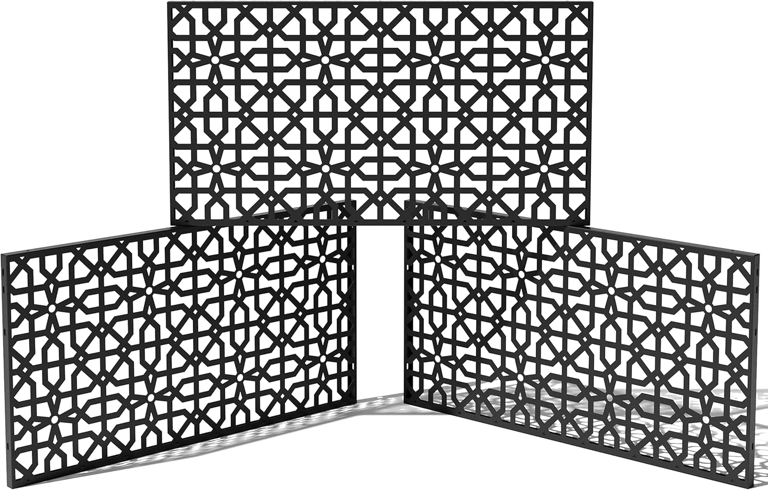 Black Plastic Folding Floor Standing Screen Panel - 45" x 24"