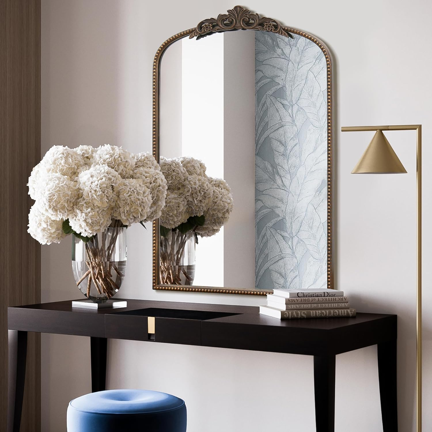 Micasso Black Vintage Wall Mirror, 24x36 Inches Black Decorative Mounted Traditional Arched Mirror for Bathroom Bedroom Living Room, Entryway, Home Wall Decor