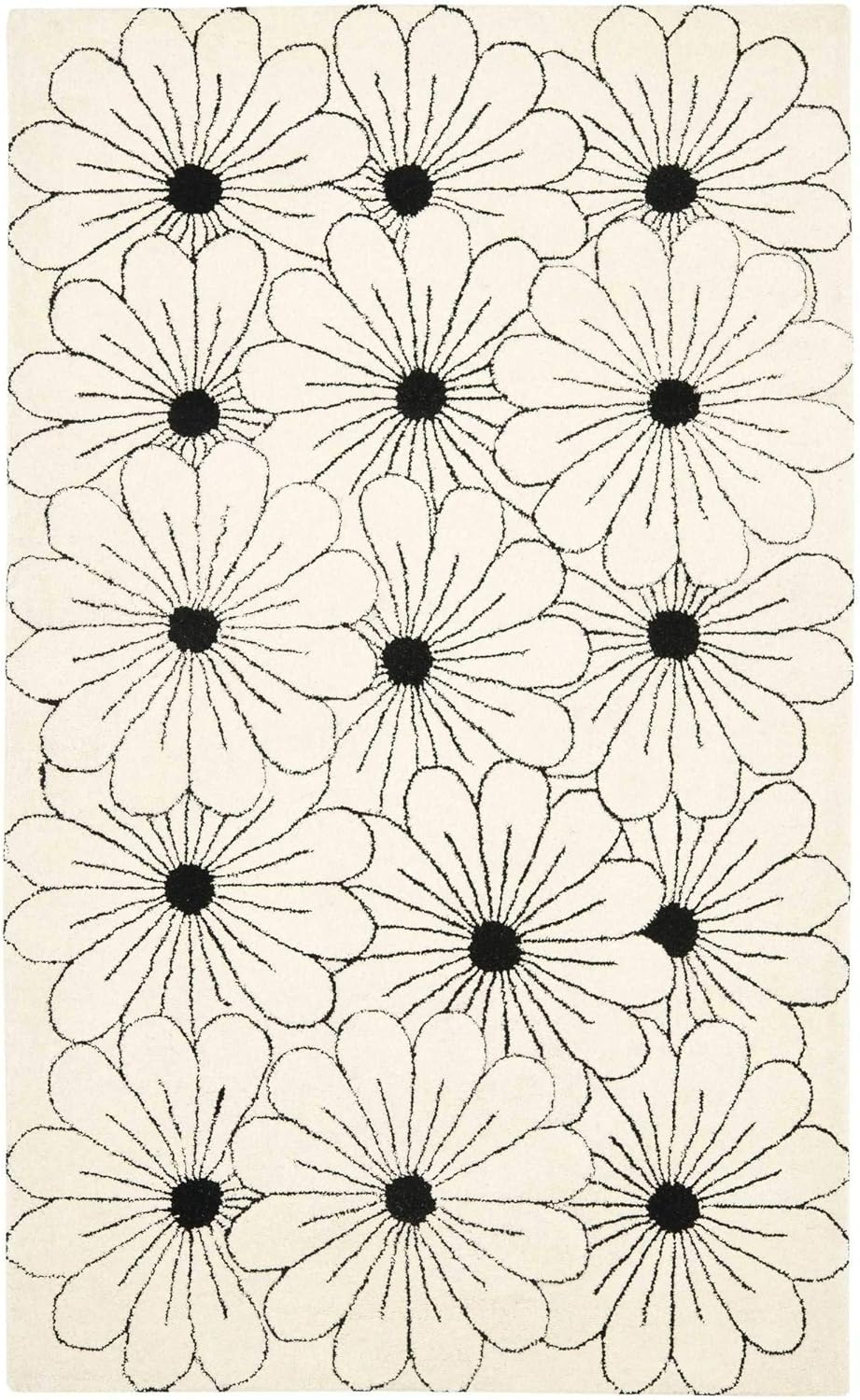 SAFAVIEH Soho Megan Floral Wool Area Rug, Ivory/Black, 5' x 8'
