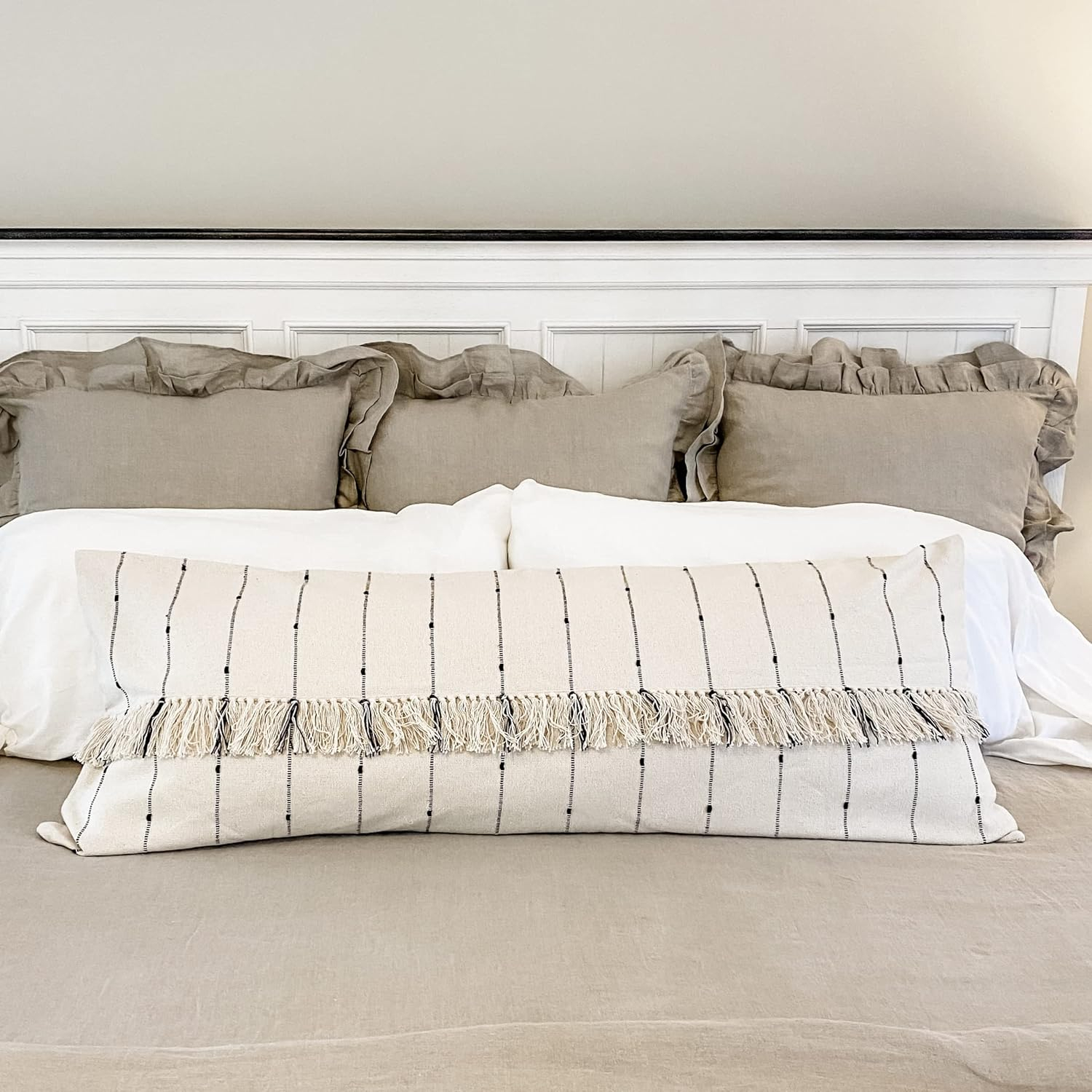 Farmhouse Blue Stripe Cotton Body Pillow Cover