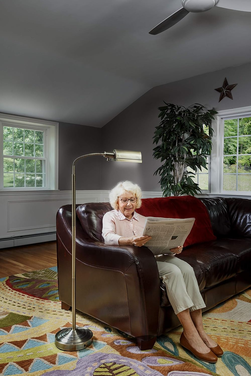 Daylight24 30-Light Traditional Floor Lamp with Brushed Nickel Shades