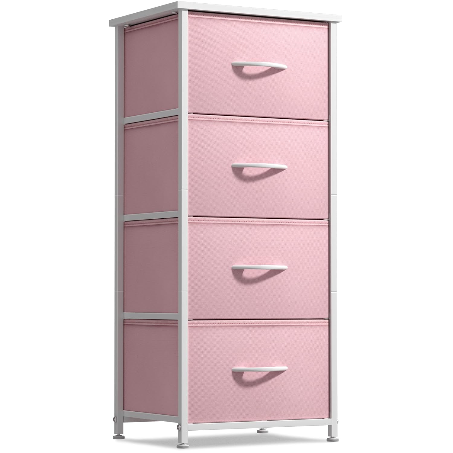 Sorbus Fabric Dresser for Kids Bedroom - Chest of 5 Drawers, Tall Storage Tower, Clothing Organizer, for Closet, for Playroom, for Nursery, Steel Frame, Fabric Bins - Wood Handle (Pink)