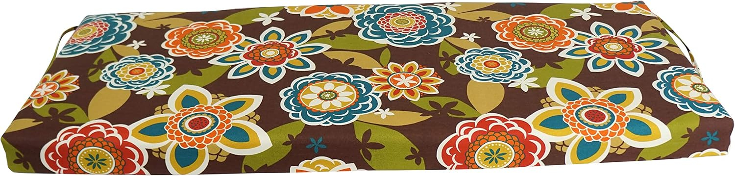 Colorful Floral Pattern Outdoor Polyester Bench Cushion