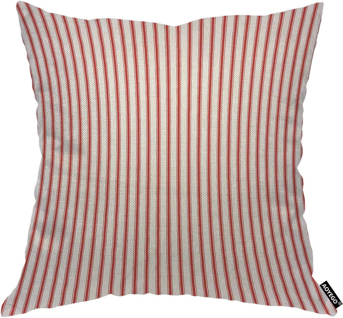 AOYEGO Red Vertical Stripe Throw Pillow Cover Streaks Red and White Line Background Fashion Striped Simple Repeat Pillow Case 18x18 Inch Decorative Men Women Room Cushion Cover for Home Couch