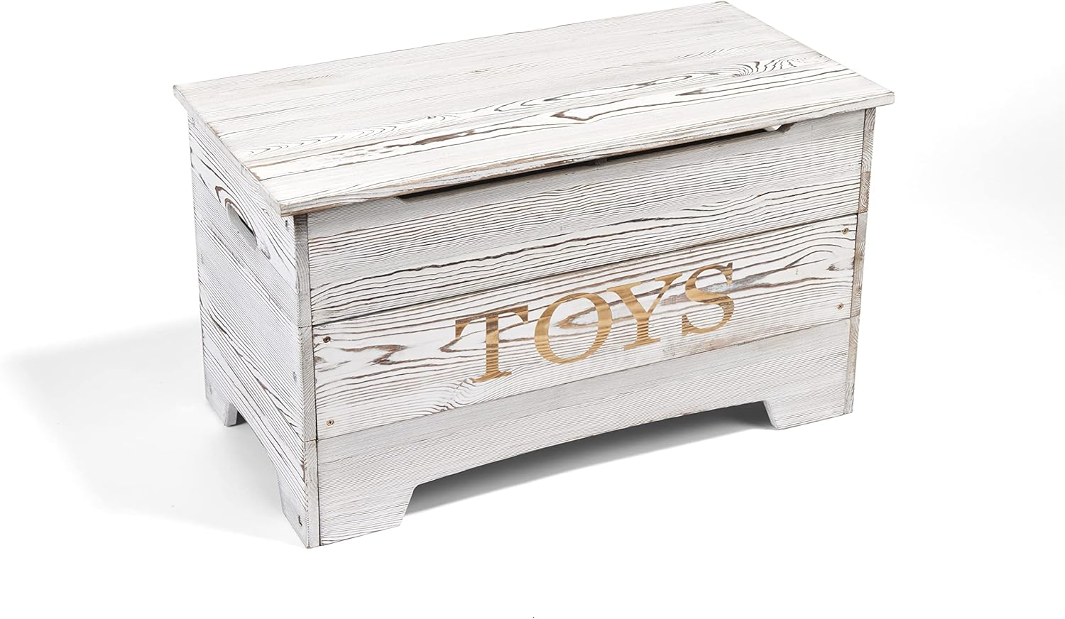 Vintage Gray Solid Wood Rustic Toy Box with Distressed Finish