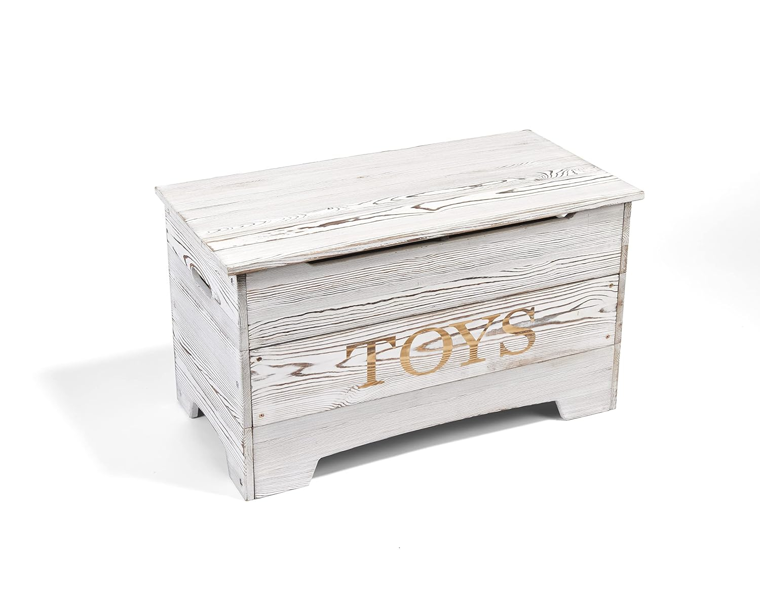 Vintage Gray Solid Wood Rustic Toy Box with Distressed Finish