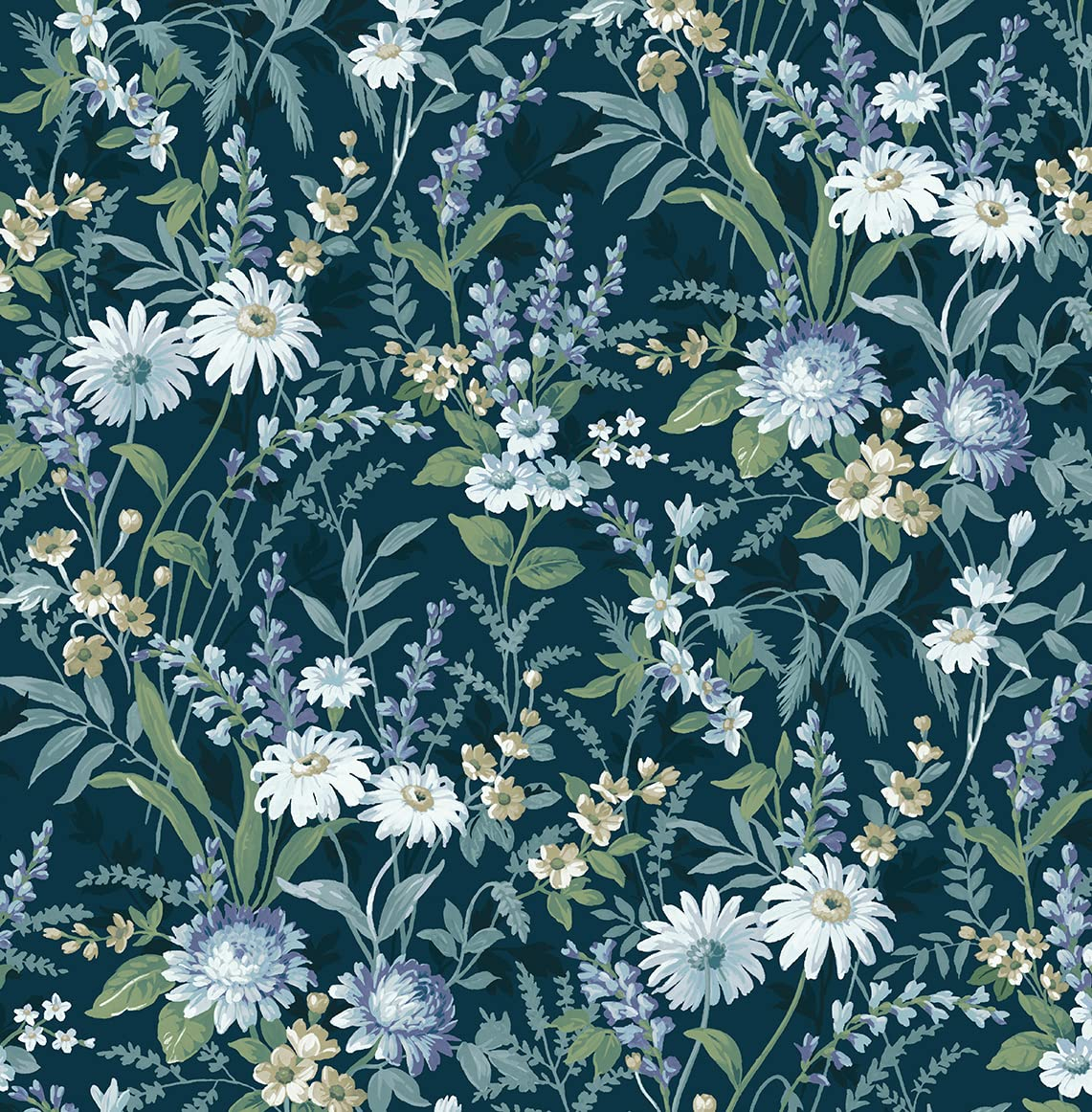 NextWall  Vintage Floral Peel and Stick Wallpaper 20.5 in. W x 18 ft. L - Teal