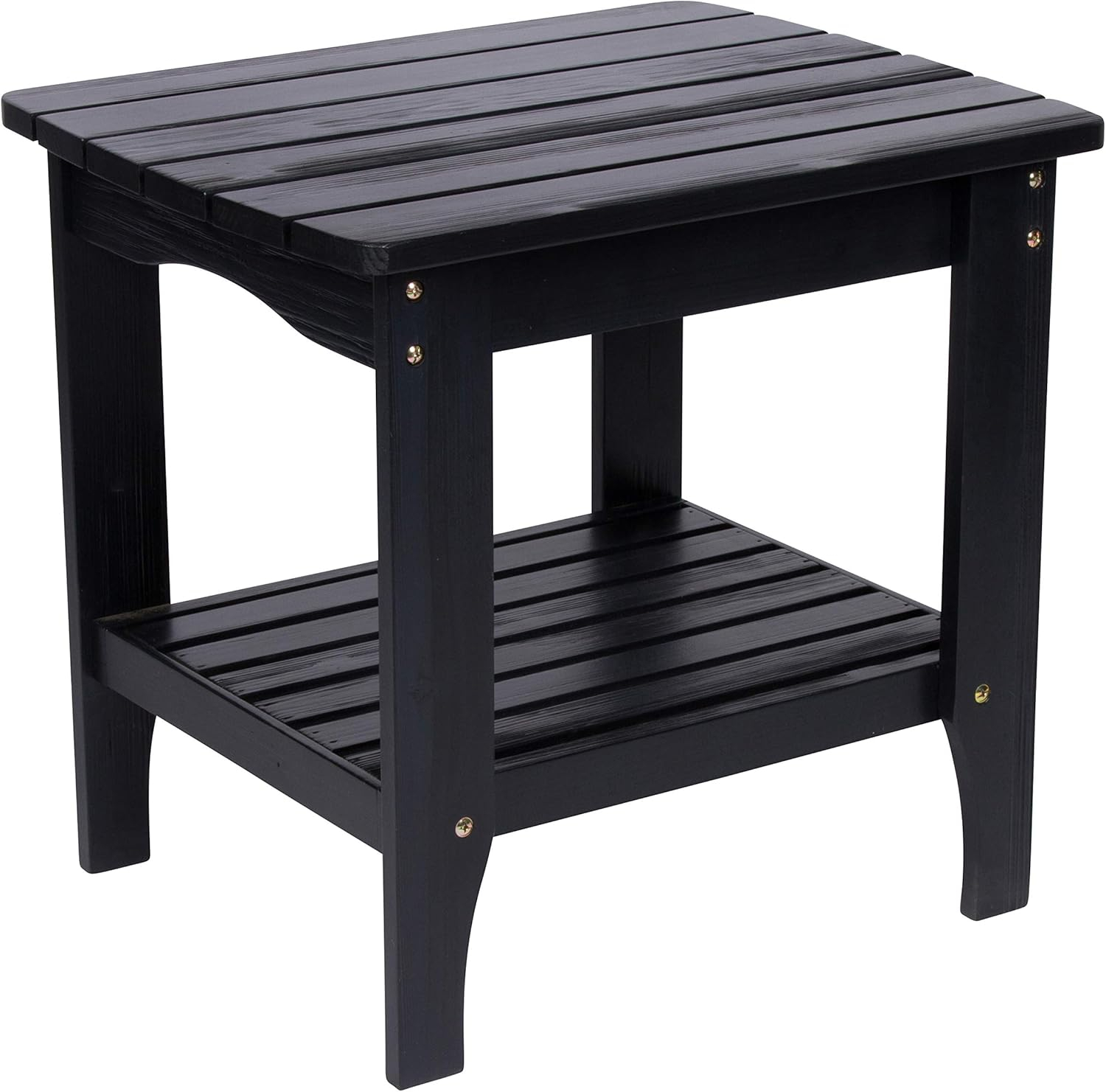Shine Company Rectangular Traditional Wood Indoor/Outdoor Side Table in Black
