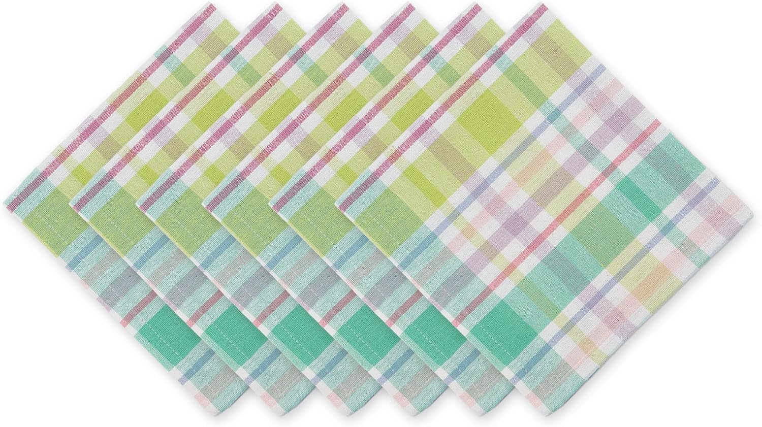 DII Spring Plaid Napkin (Set of 6), 20x20", 100% Cotton