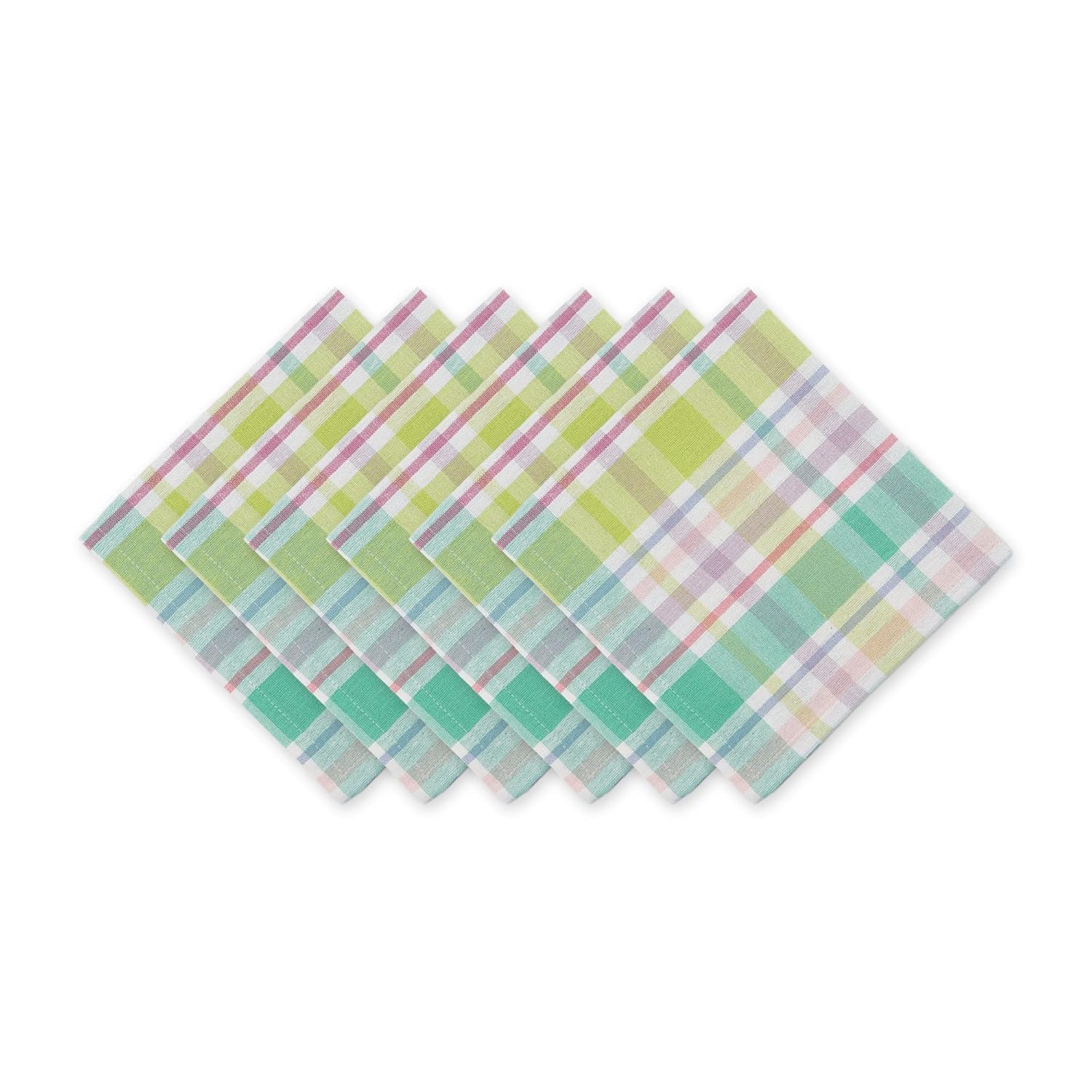 DII Spring Plaid Napkin (Set of 6), 20x20", 100% Cotton